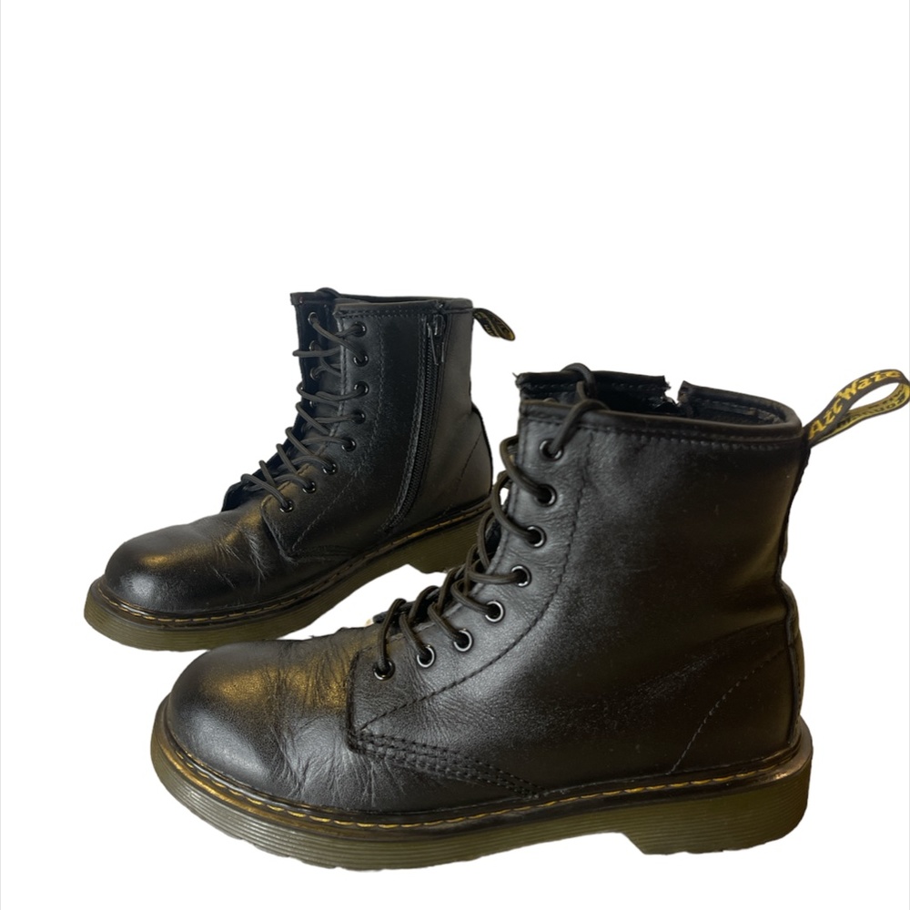 Dr. Martens Lace-Up Zip-Up Black Leather Unisex Kids Boots Size 4M